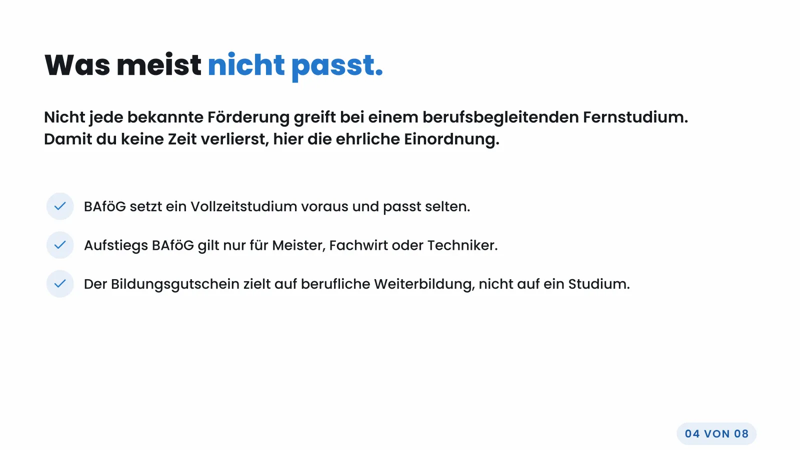 Folie: Was bei der Förderung meist nicht passt